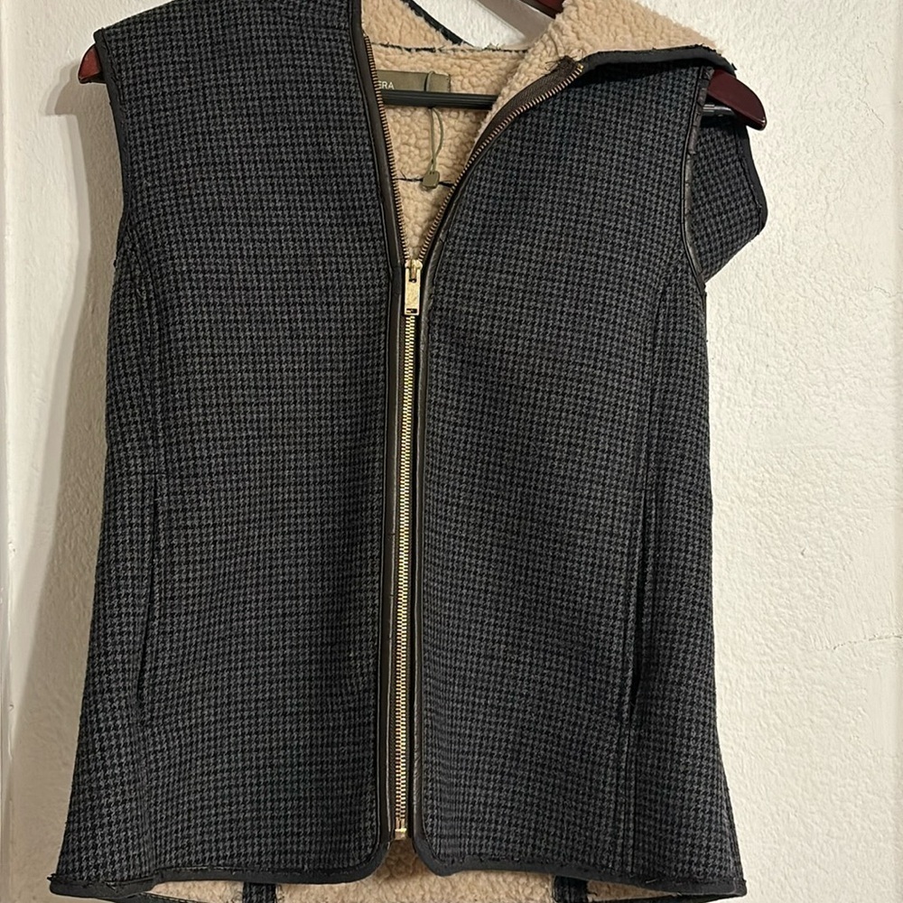 SFERA CASUAL Junior fleece vest, size M, checked, sheepskin